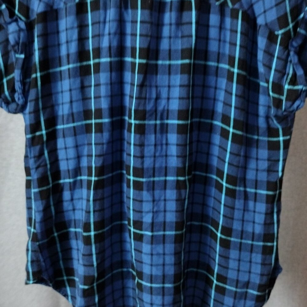 Como Vintage Petite Plaid Button Front Blouse Size Small - Picture 8 of 8